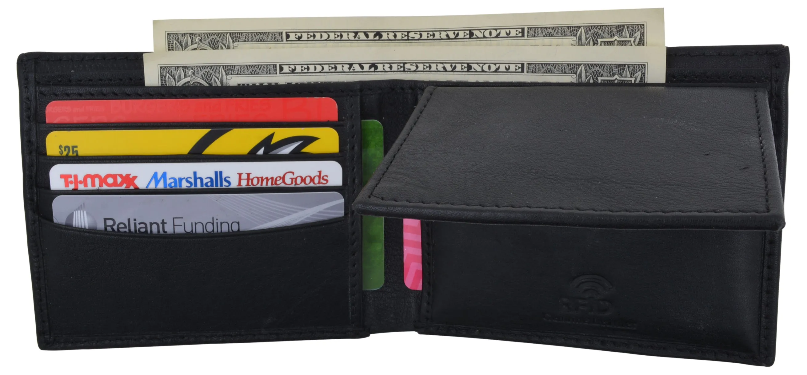 RFID Blocking Mens Premium Leather Credit Card Bifold Wallet W/ Removable ID Holder