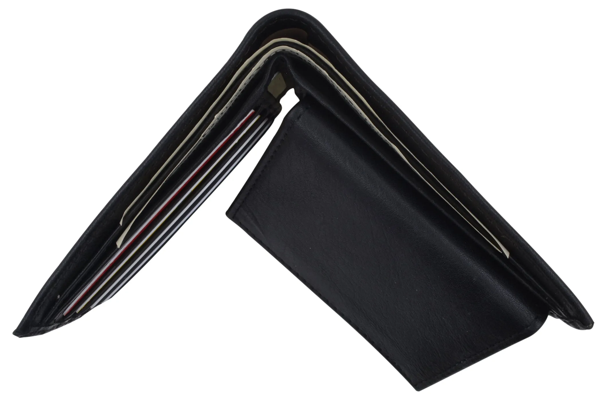 RFID Blocking Mens Premium Leather Credit Card Bifold Wallet W/ Removable ID Holder