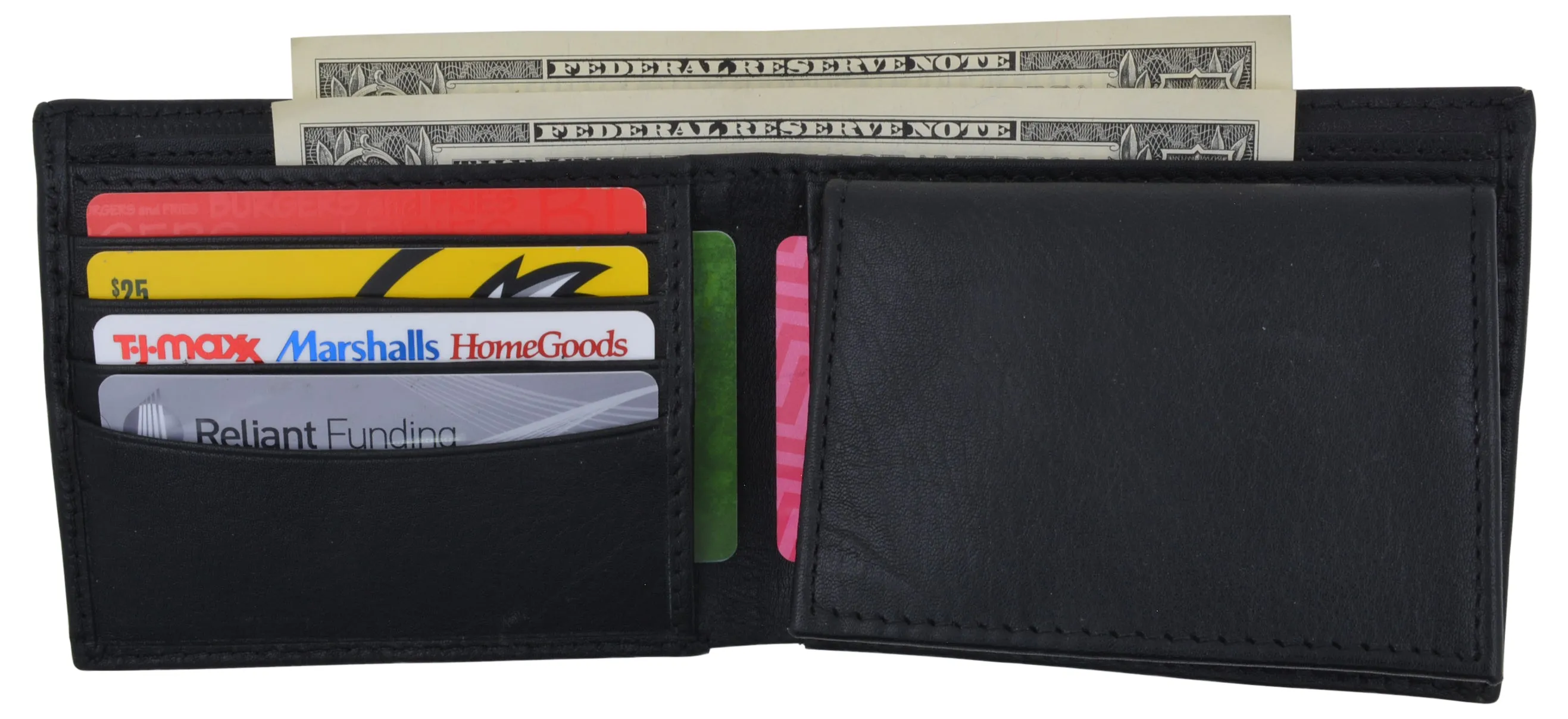 RFID Blocking Mens Premium Leather Credit Card Bifold Wallet W/ Removable ID Holder