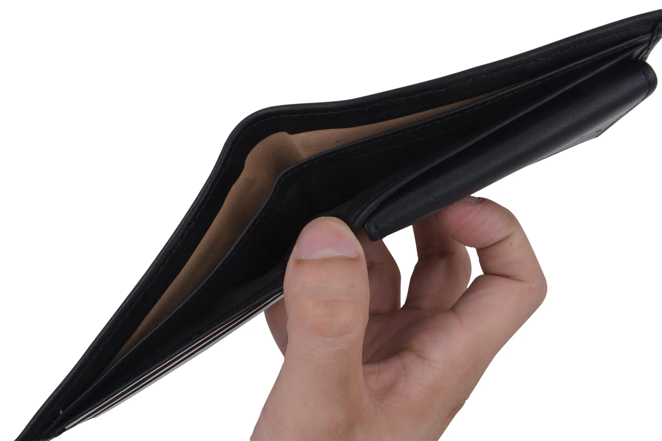 RFID Blocking Mens Premium Leather Credit Card Bifold Wallet W/ Removable ID Holder