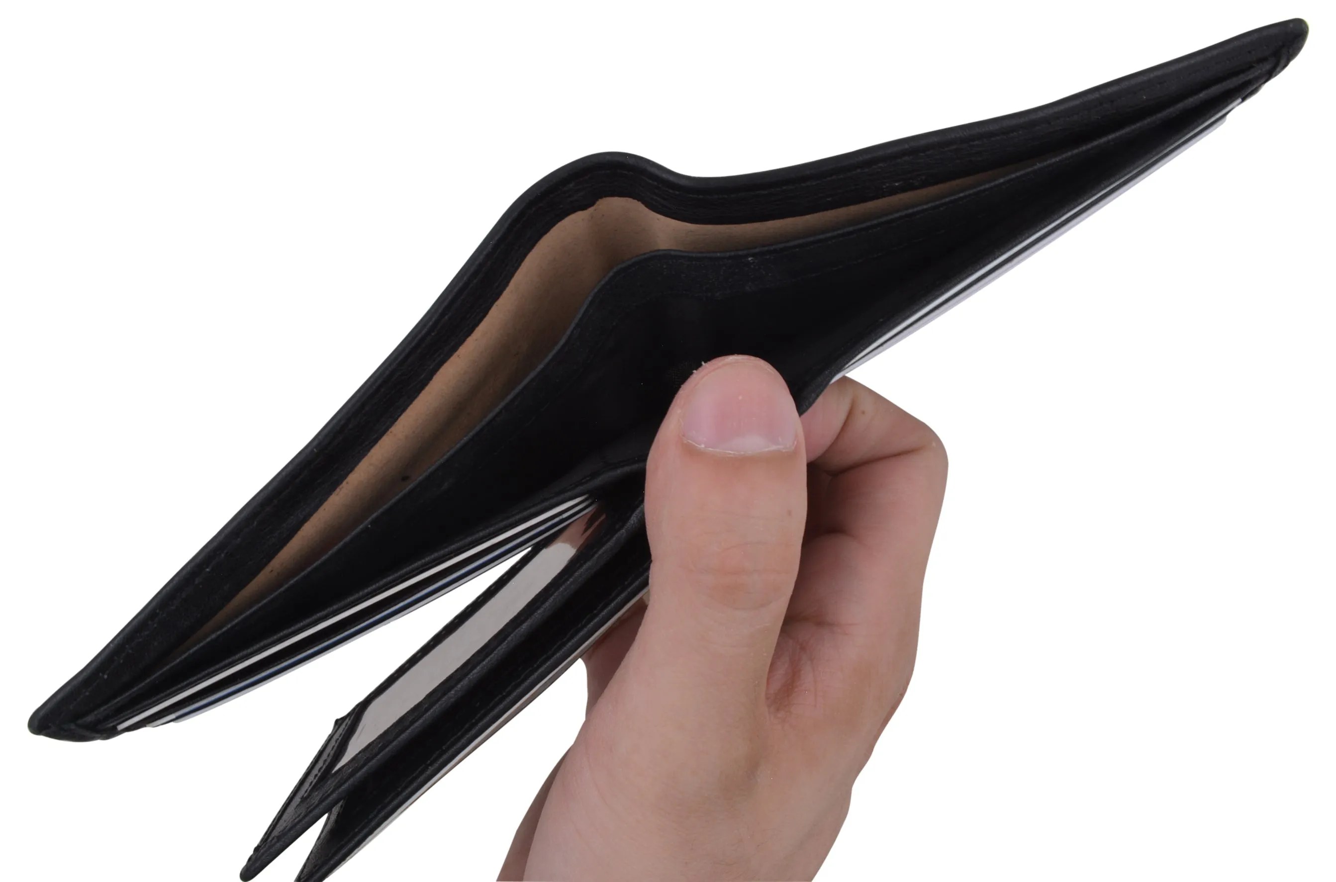 RFID Blocking Premium  Leather Black Men's Multi Card ID Holder Bifold Wallet with Gift Box