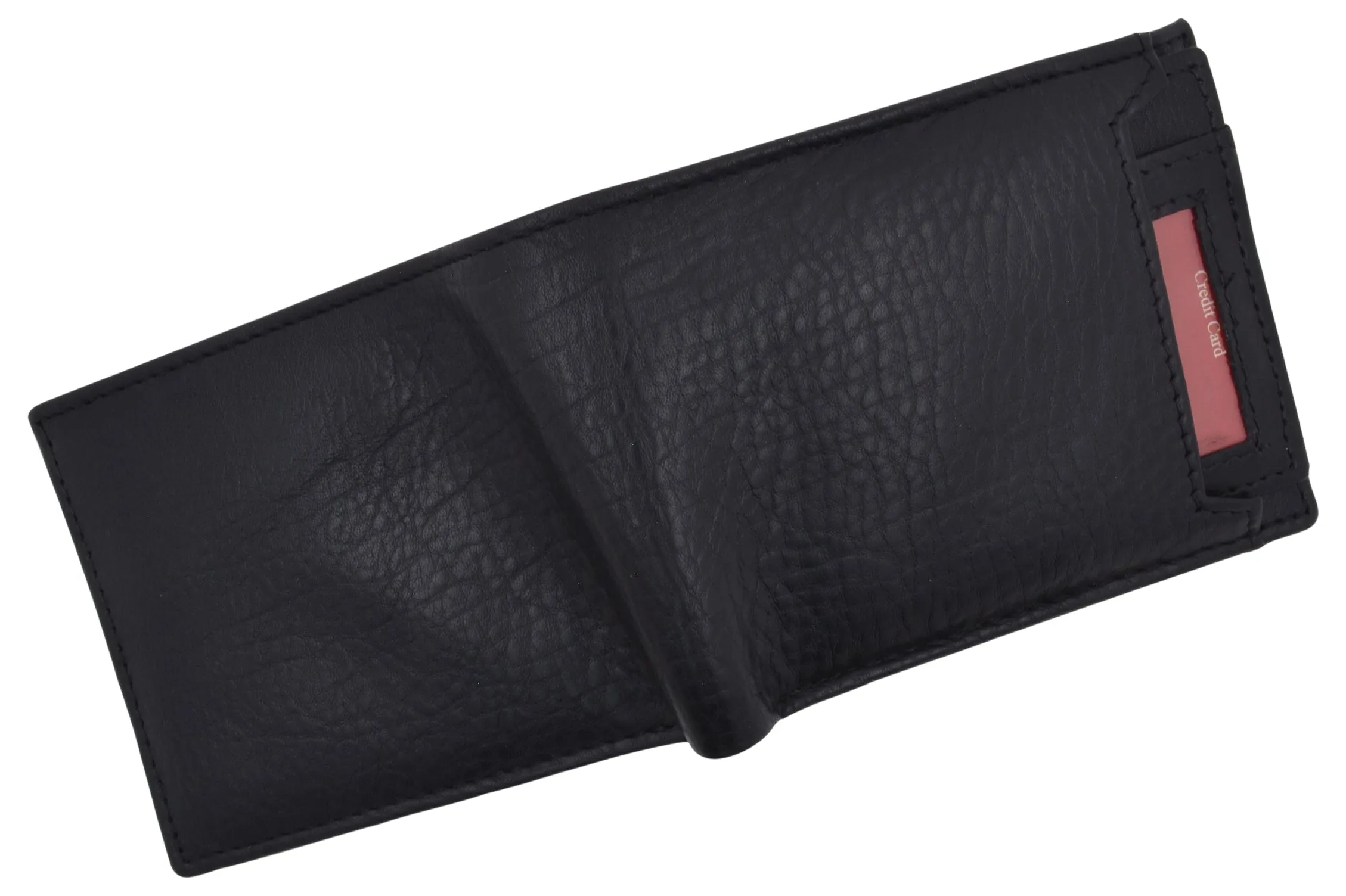 RFID Tested Premium Leather Black Bifold Wallet With Removable Front Card ID Holder