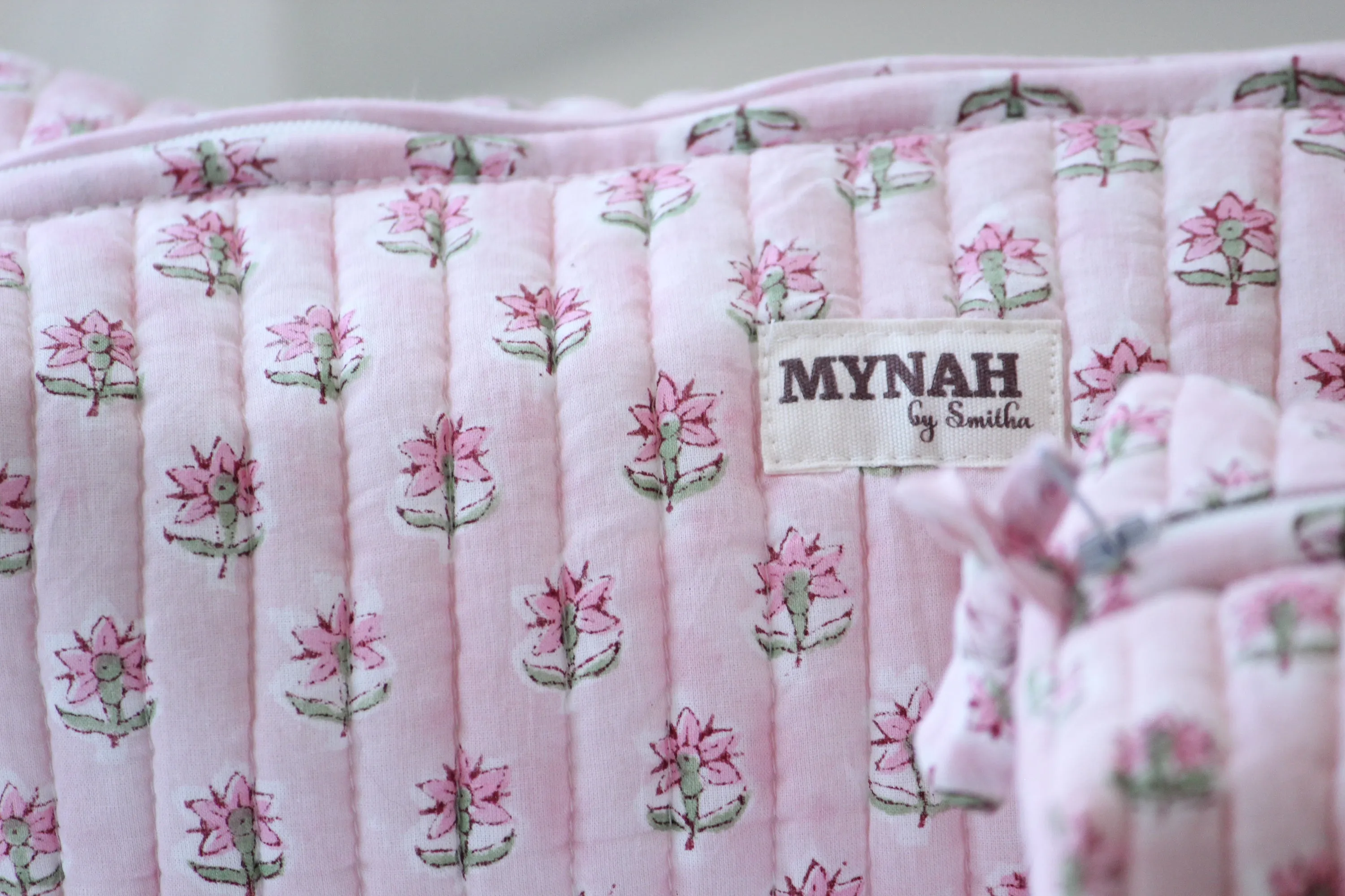 'ROSY MIST' printed travel/makeup zipper pouch-set of 3