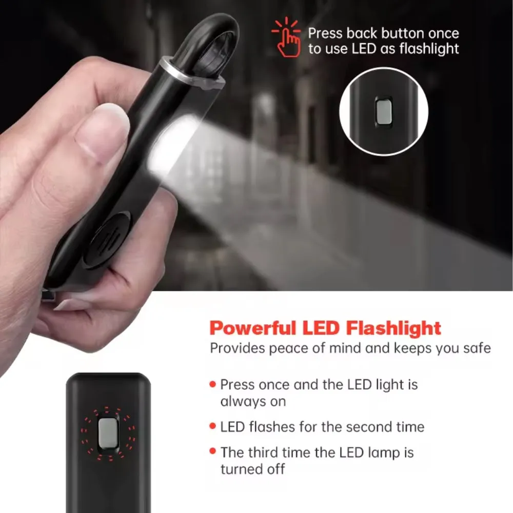 Self Defense Alarm Keychain, LED Flashlight with Strobe Light Rechargeable  Stealth Angel Survival