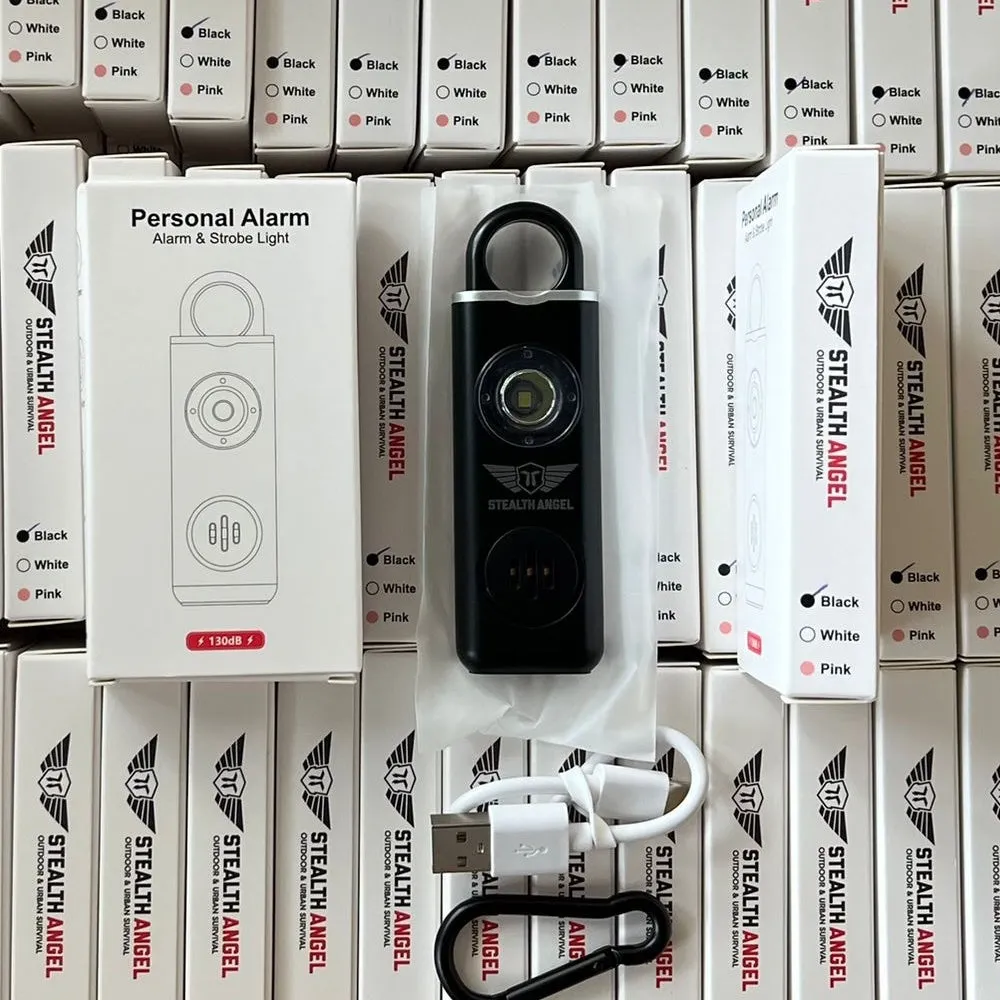 Self Defense Alarm Keychain, LED Flashlight with Strobe Light Rechargeable  Stealth Angel Survival
