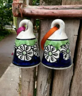 Shopping Shots Set of 2 Ceramic Bells (Small, Height 2.5 inch) for mandir aarti pujan, Wall hangings, Wind chymes, Entry Gates, Home Decor, for puja, for Gardens.