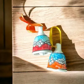 Shopping Shots Set of 2 Ceramic Bells (Small, Height 2.5 inch) for mandir aarti pujan, Wall hangings, Wind chymes, Entry Gates, Home Decor, for puja