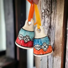 Shopping Shots Set of 2 Ceramic Bells (Small, Height 2.5 inch) Hand Painted for mandir aarti pujan, Wall hangings, Wind chymes, Entry Gates, Home Decor, for puja