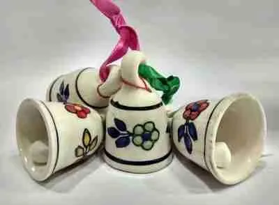 Shopping Shots Set of 3 Ceramic Bells 1 Small(3 inches), 1 Medium(4 inches) and 1 Large (5 inches) for mandir aarti pujan, Wall hangings, Wind chymes, Entry Gates, Home Decor, for puja