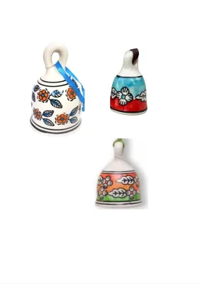 Shopping Shots Set of 3 Ceramic Bells 1 Small(3 inches), 1 Medium(4 inches) and 1 Large (5 inches) for mandir aarti pujan, Wall hangings, Wind chymes, Entry Gates, Home Decor, for puja