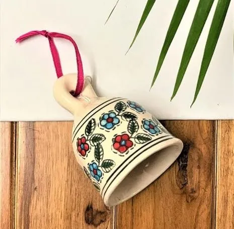 Shopping Shots Set of 3 Ceramic Bells 1 Small(3 inches), 1 Medium(4 inches) and 1 Large (5 inches) for mandir aarti pujan, Wall hangings, Wind chymes, Entry Gates, Home Decor, for puja
