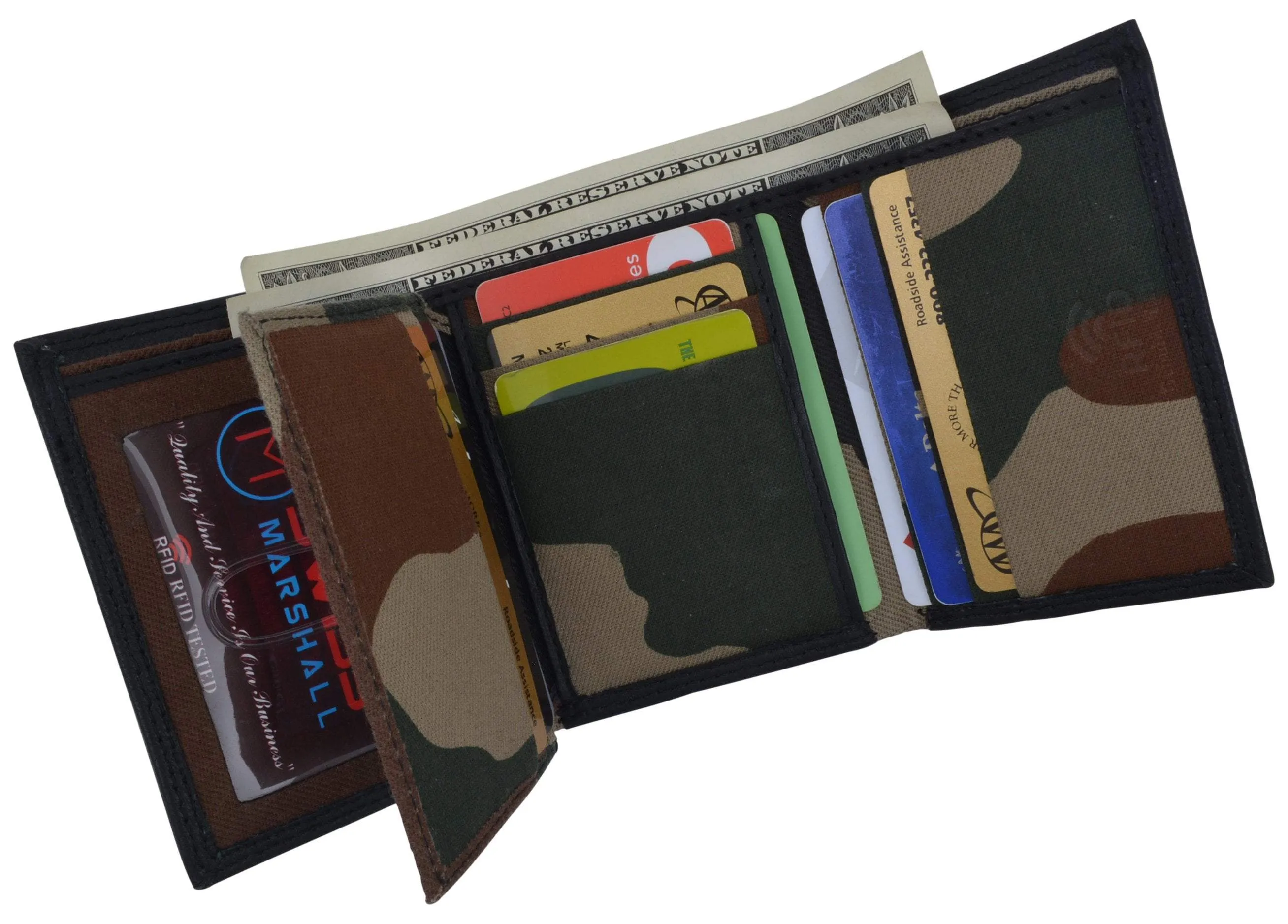 Swiss marshall men's rfid blocking premium leather classic trifold wallet