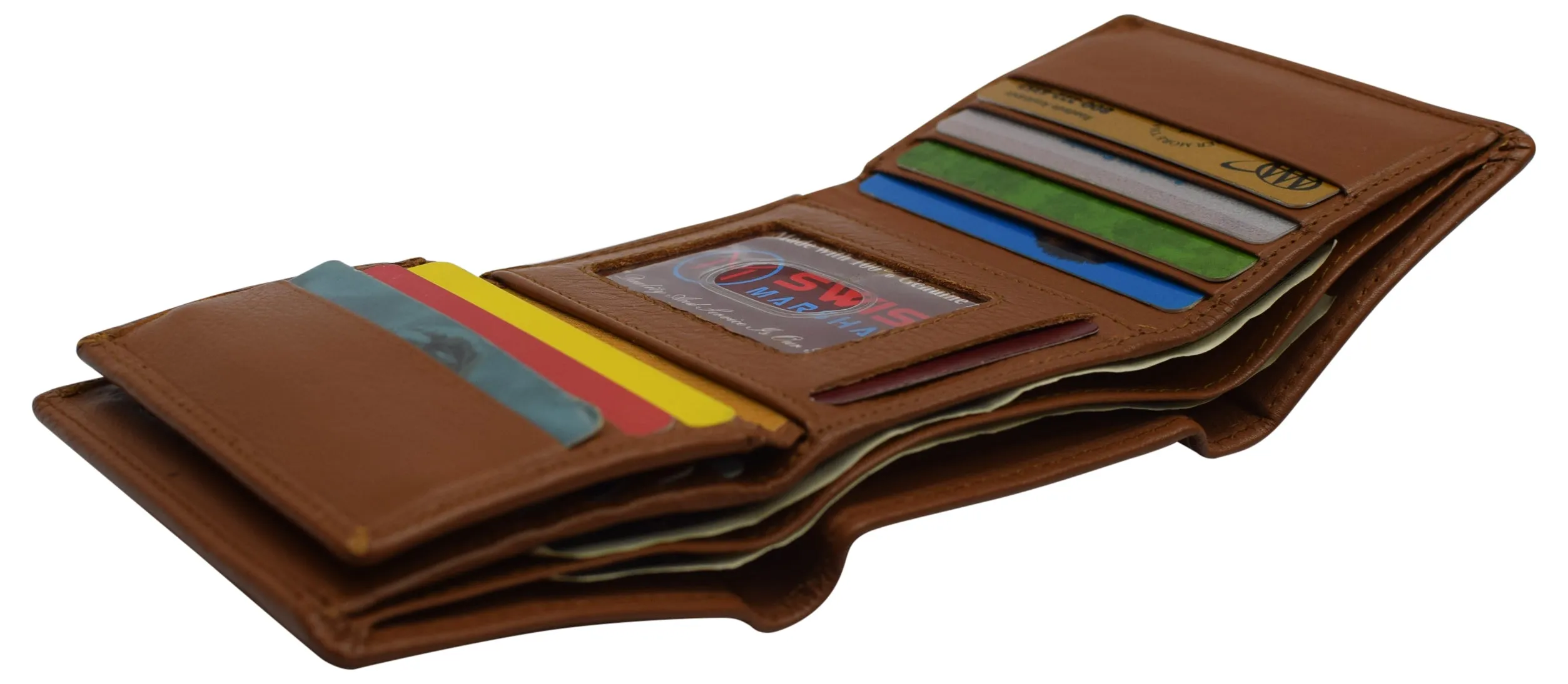 Swiss marshall men's rfid blocking premium leather classic trifold wallet