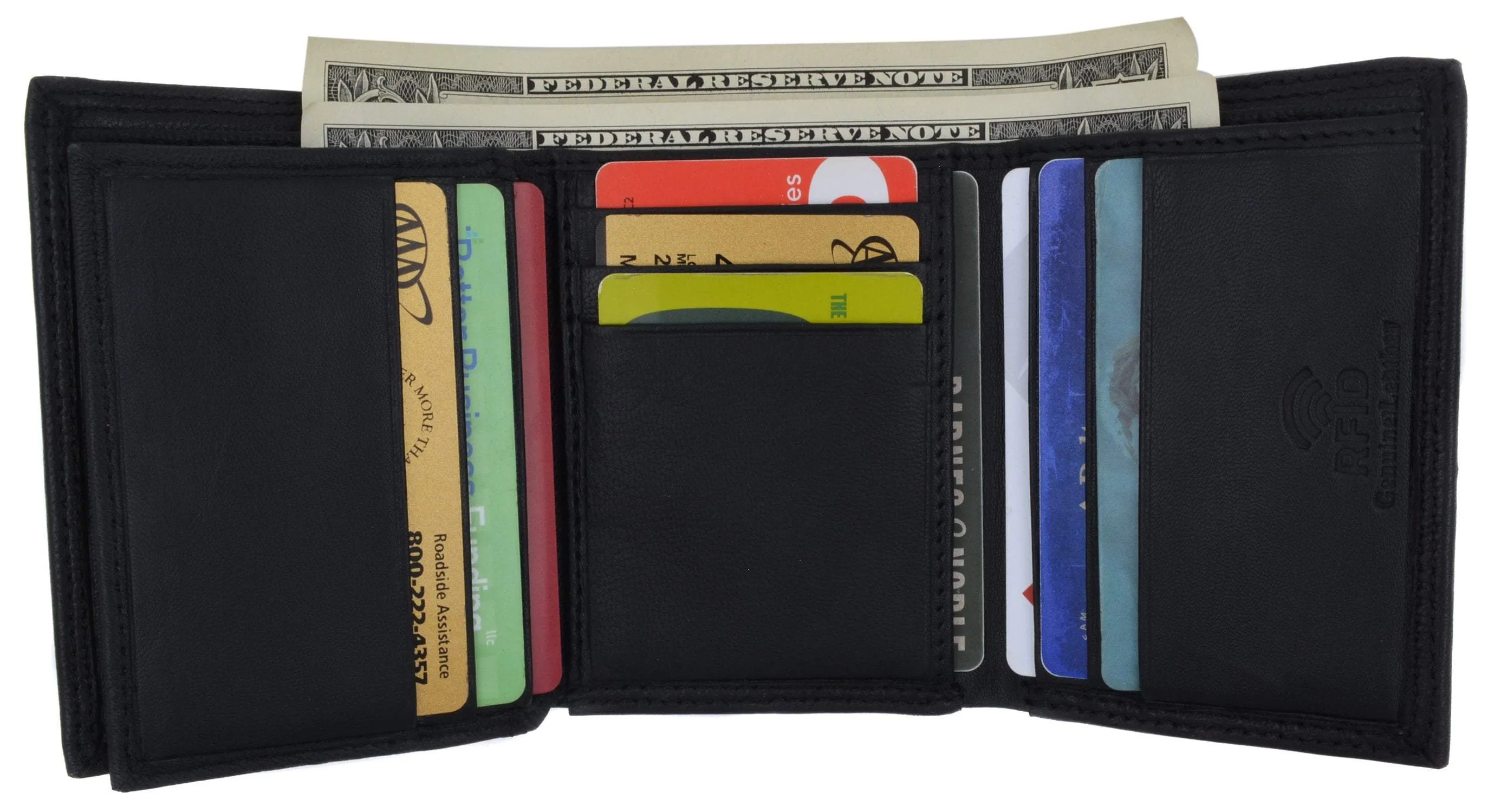 Swiss marshall men's rfid blocking premium leather classic trifold wallet