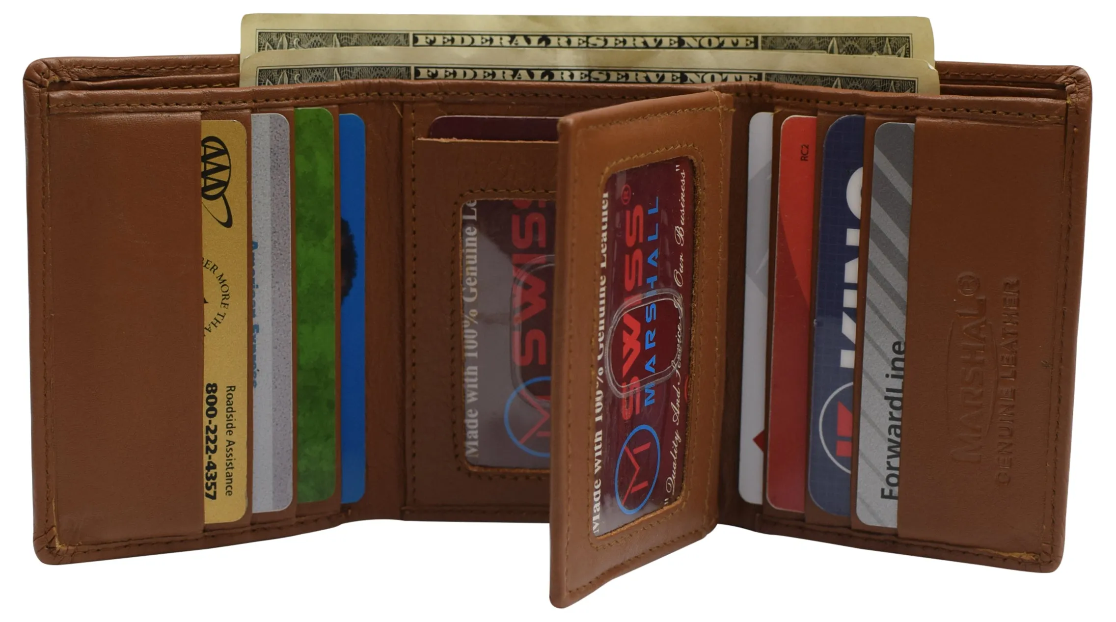 Swiss marshall men's rfid blocking premium leather classic trifold wallet