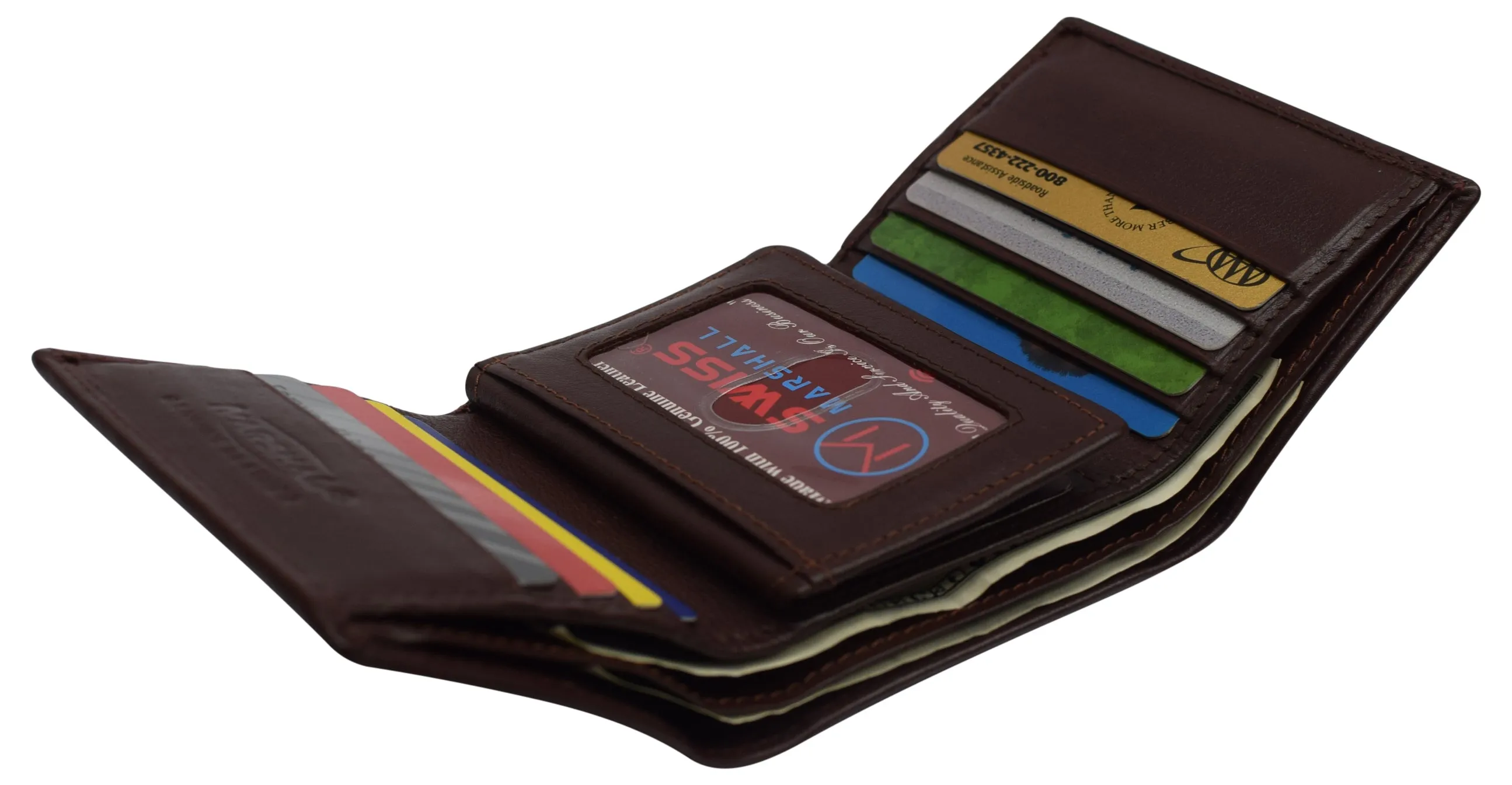 Swiss marshall men's rfid blocking premium leather classic trifold wallet