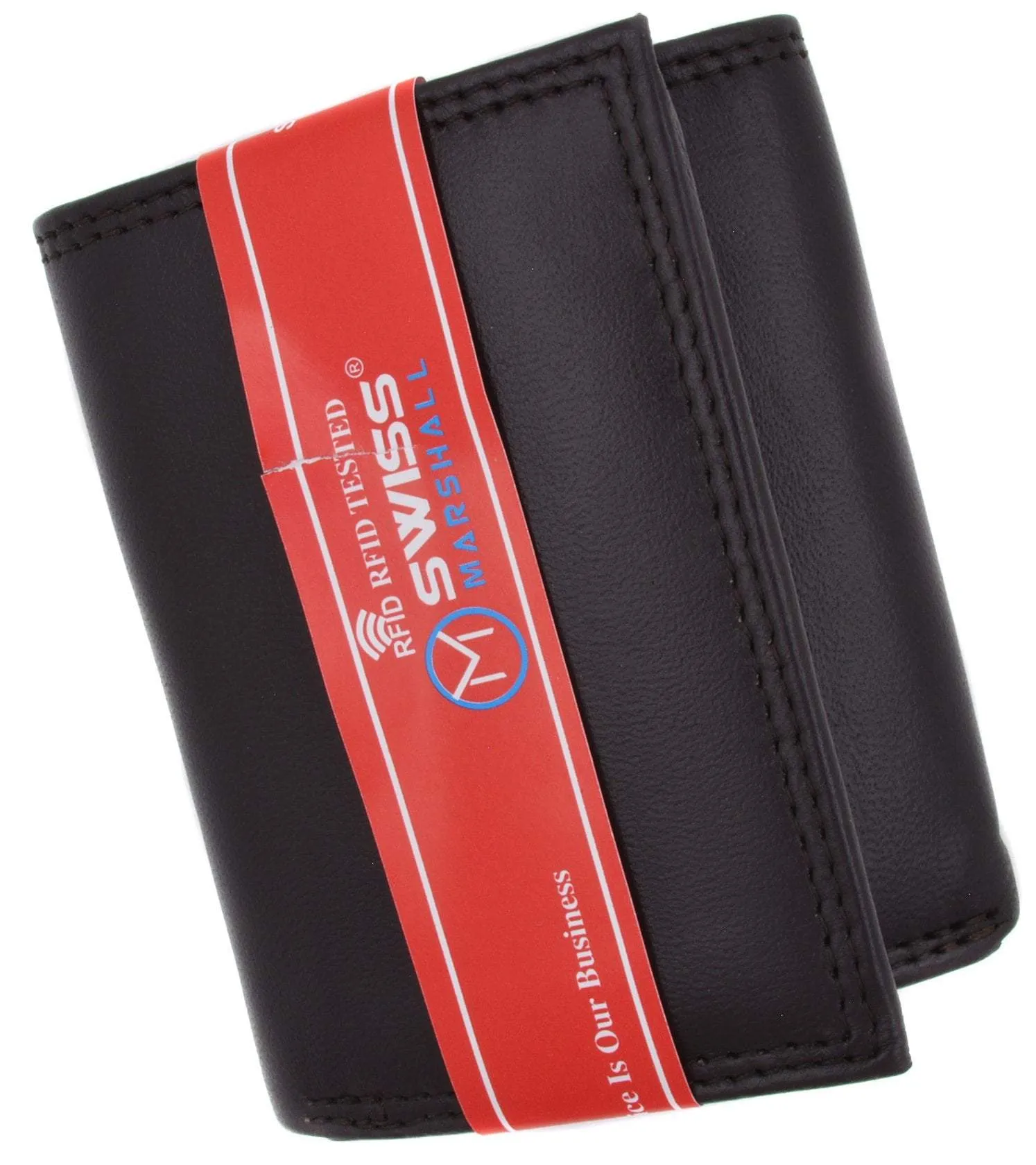 Swiss marshall men's rfid blocking premium leather classic trifold wallet