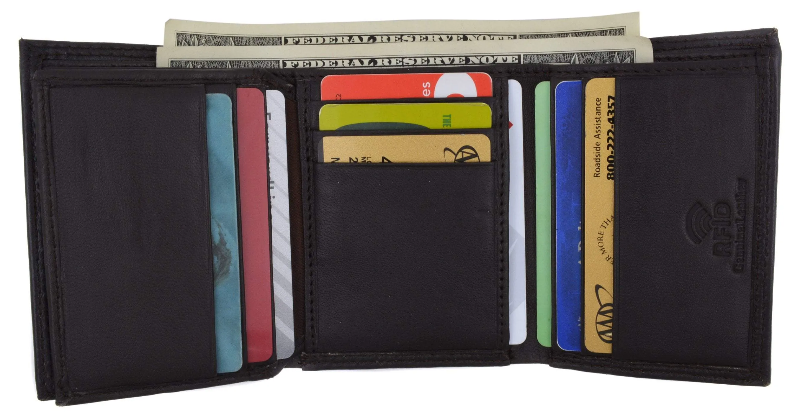 Swiss marshall men's rfid blocking premium leather classic trifold wallet