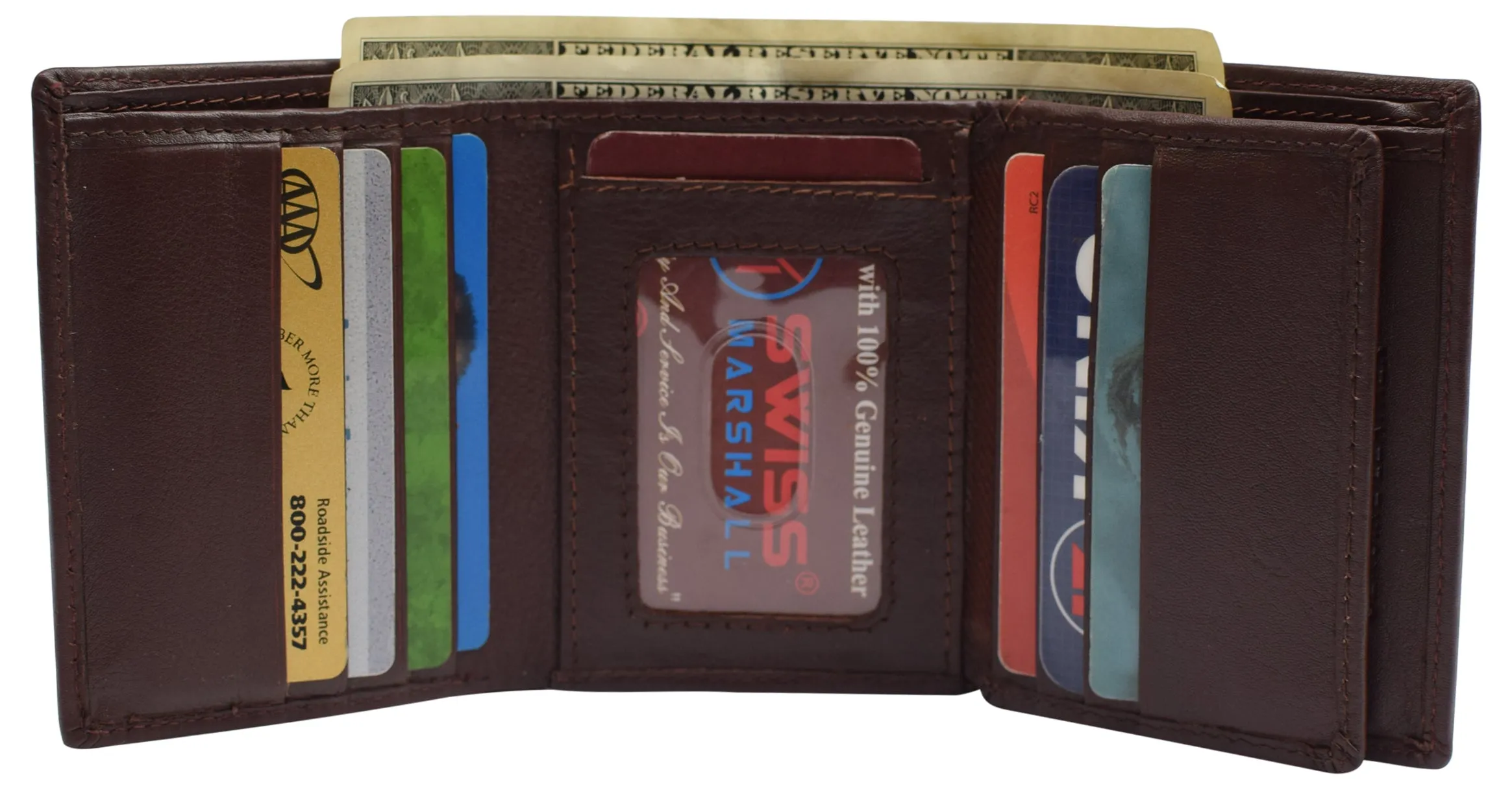 Swiss marshall men's rfid blocking premium leather classic trifold wallet