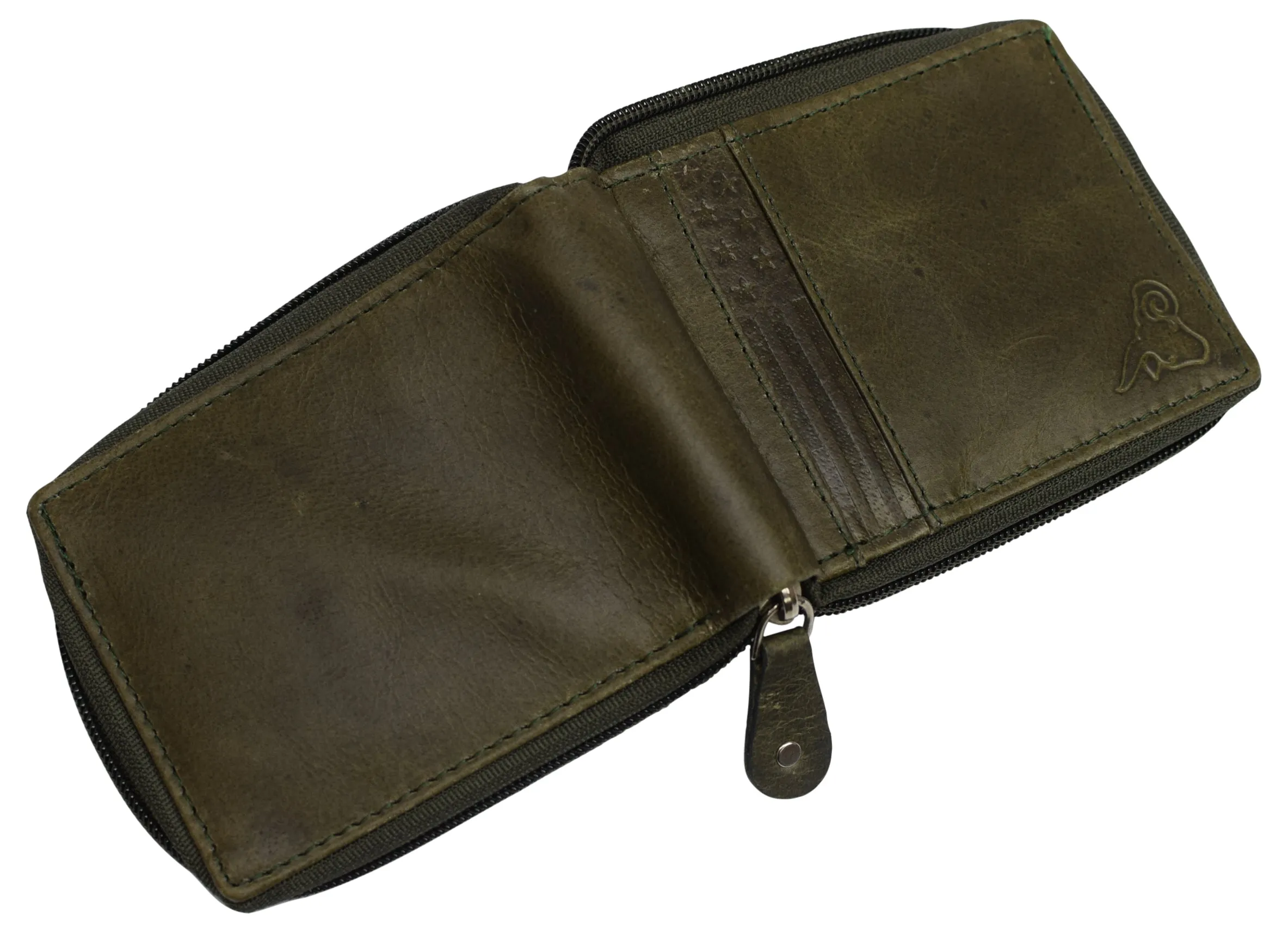 Swiss Marshall Men's Zipper RFID Blocking Premium Leather Zip-Around ID Bifold Wallet