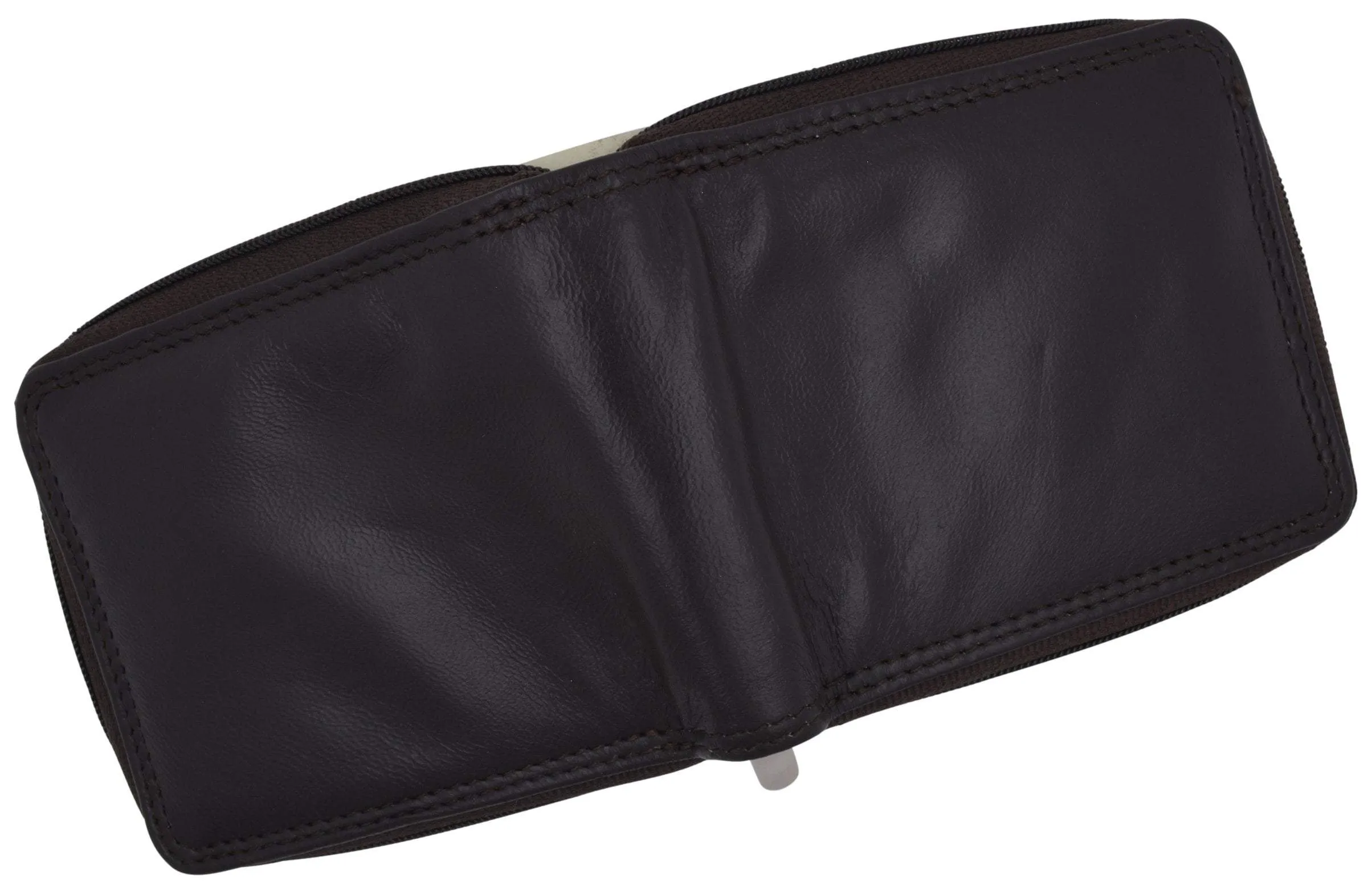 Swiss Marshall Men's Zipper RFID Blocking Premium Leather Zip-Around ID Bifold Wallet