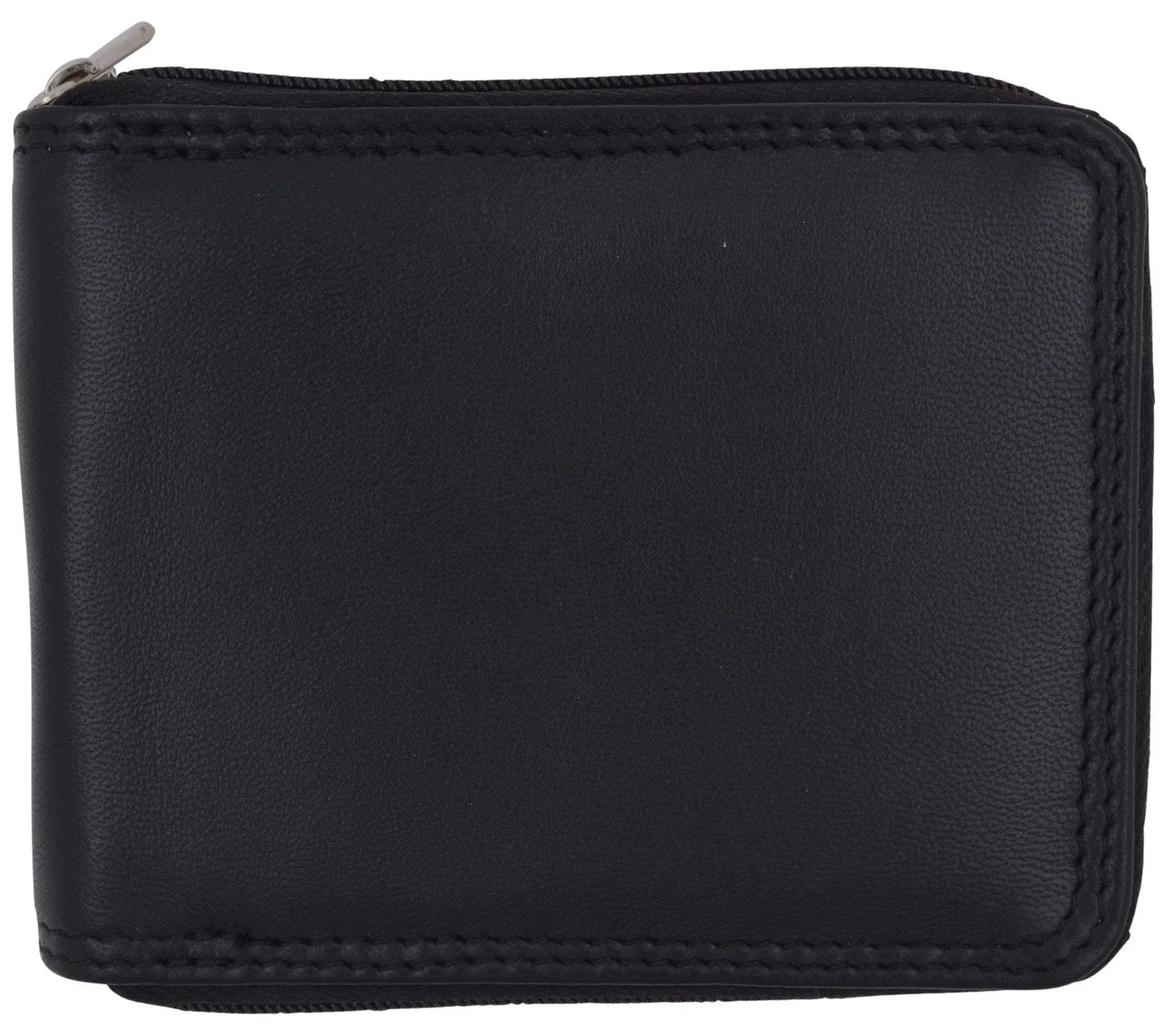 Swiss Marshall Men's Zipper RFID Blocking Premium Leather Zip-Around ID Bifold Wallet