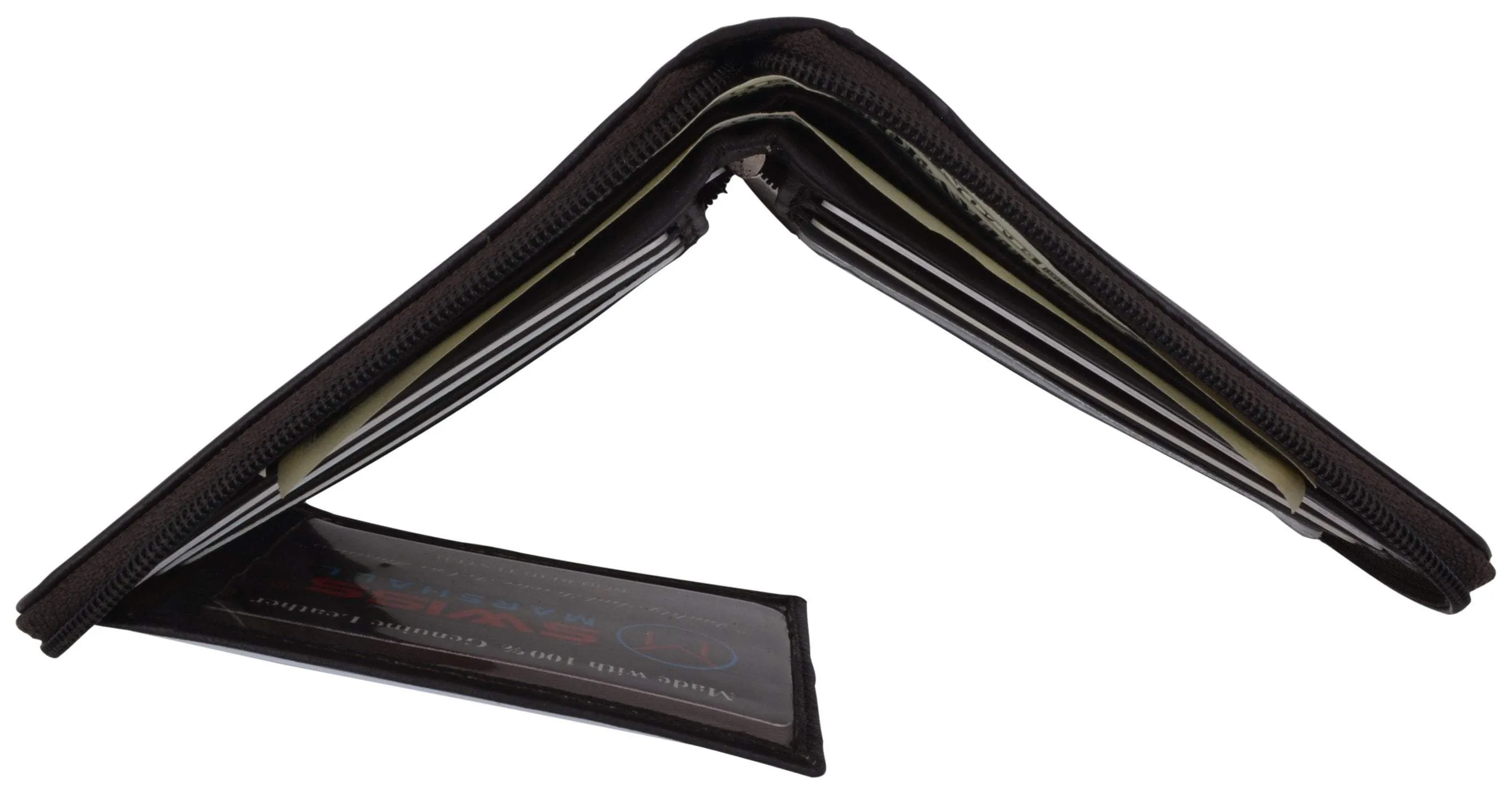 Swiss Marshall Men's Zipper RFID Blocking Premium Leather Zip-Around ID Bifold Wallet