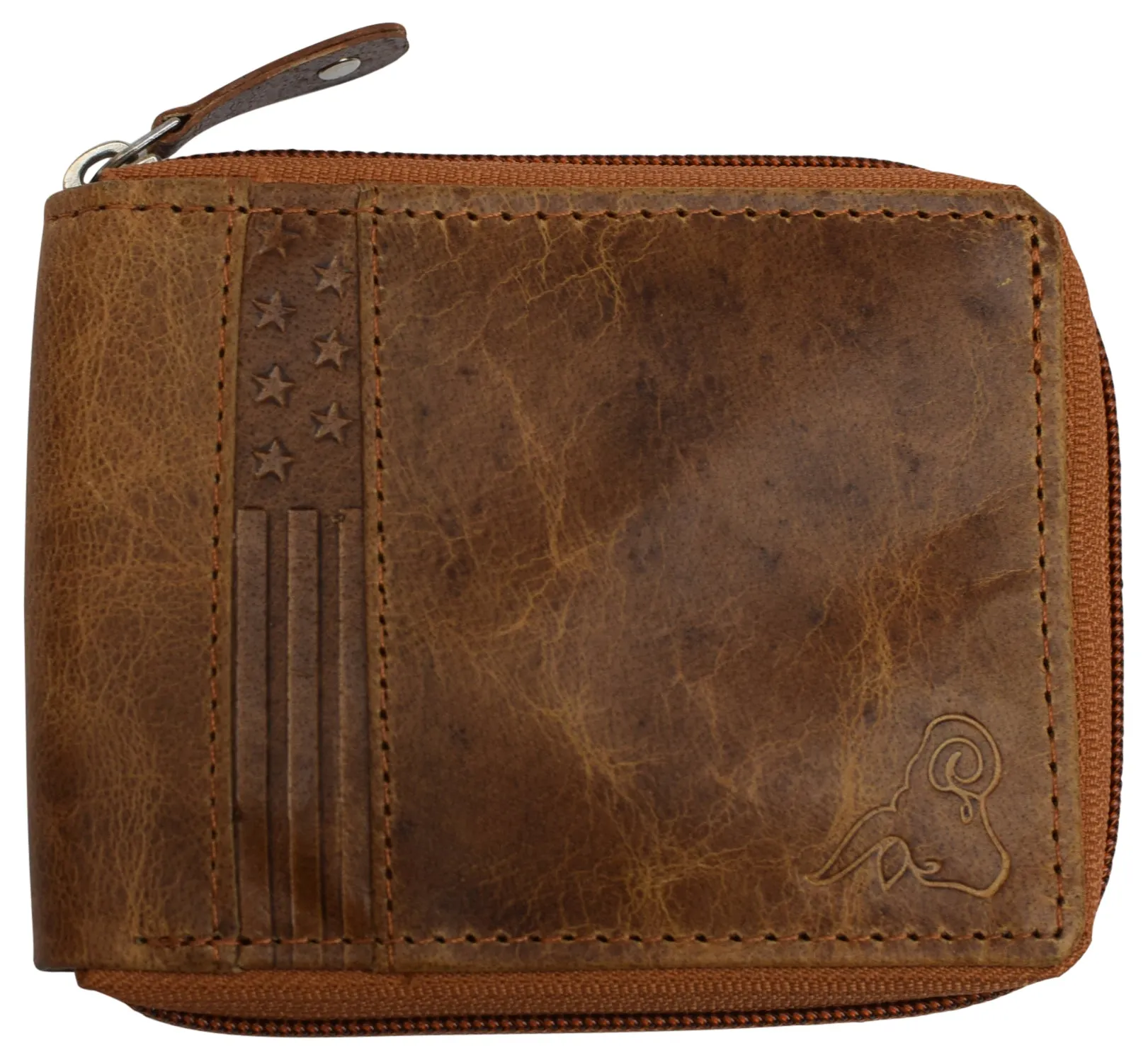 Swiss Marshall Men's Zipper RFID Blocking Premium Leather Zip-Around ID Bifold Wallet