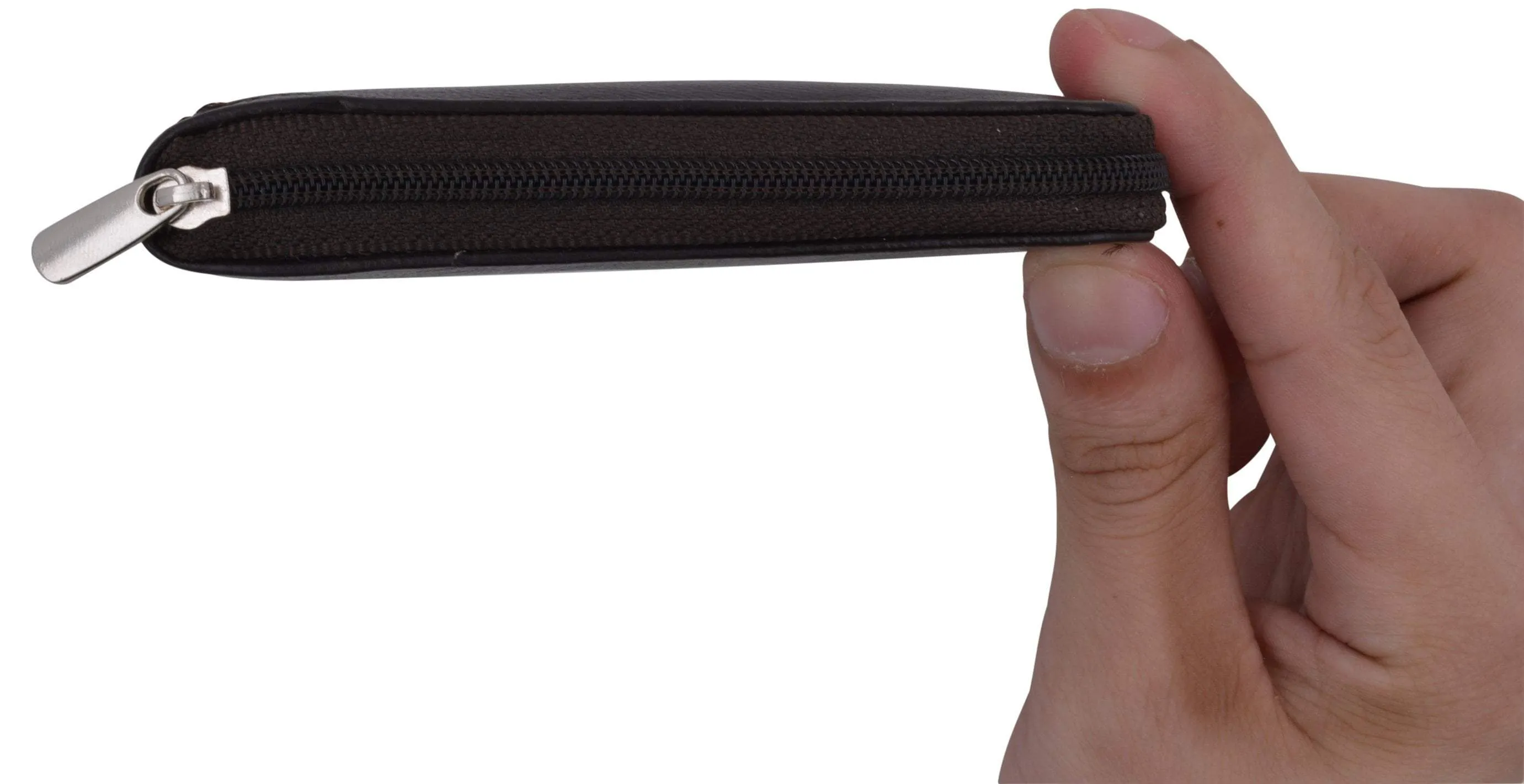 Swiss Marshall Men's Zipper RFID Blocking Premium Leather Zip-Around ID Bifold Wallet