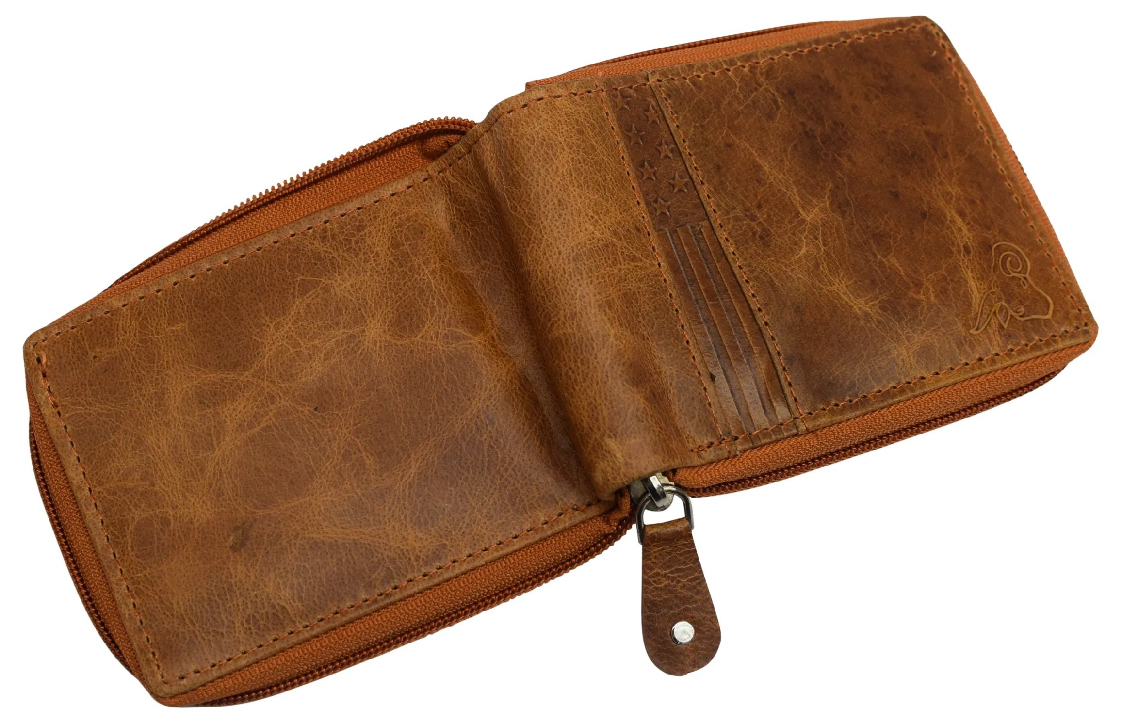 Swiss Marshall Men's Zipper RFID Blocking Premium Leather Zip-Around ID Bifold Wallet