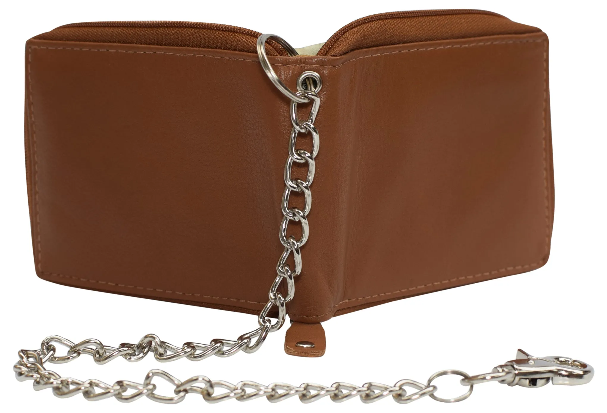 Swiss Marshall Men's Zipper RFID Blocking Premium Leather Zip-Around ID Bifold Wallet