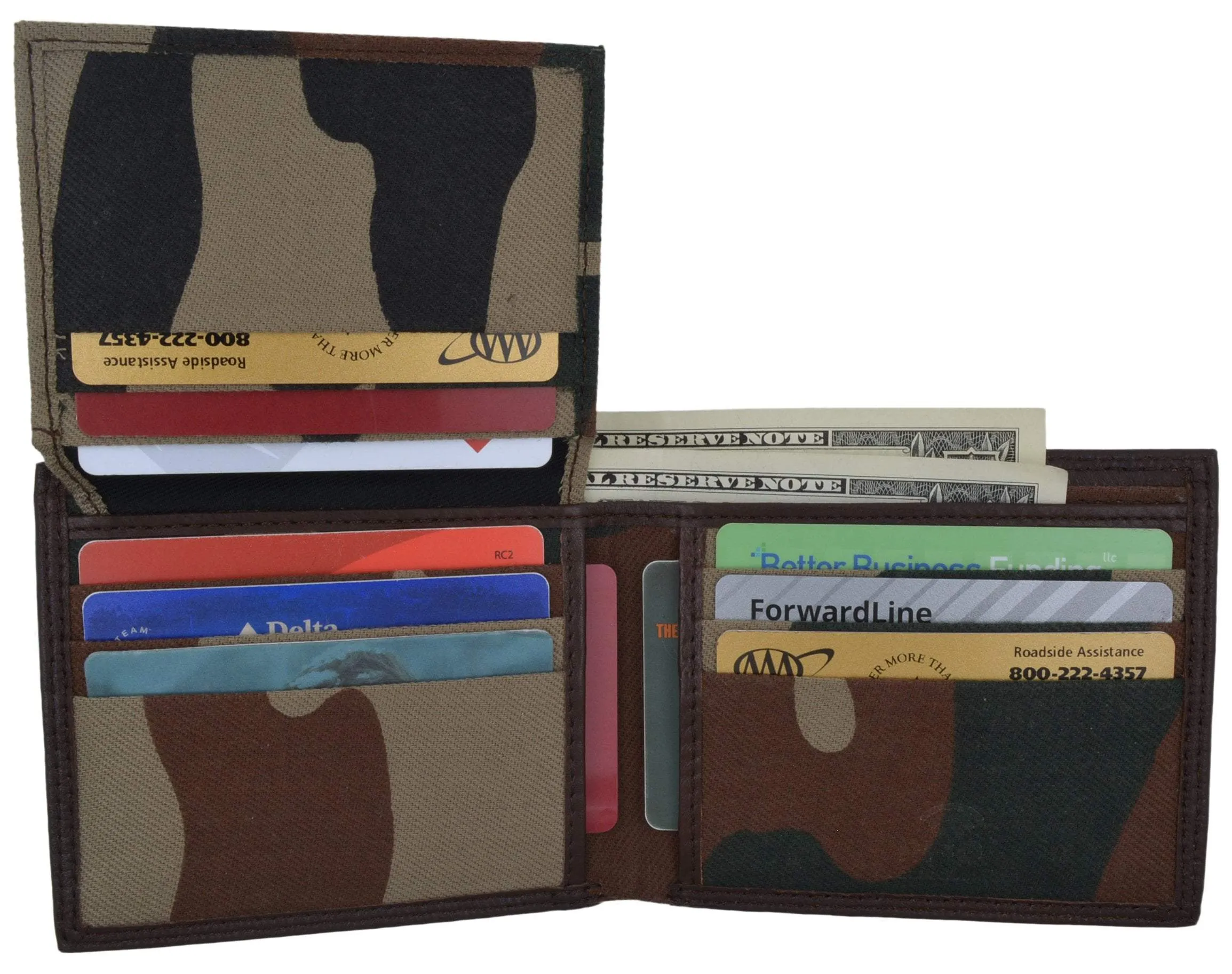 Swiss Marshall Premium Leather Men's Bifold Fixed ID Flap Card Holder Wallet