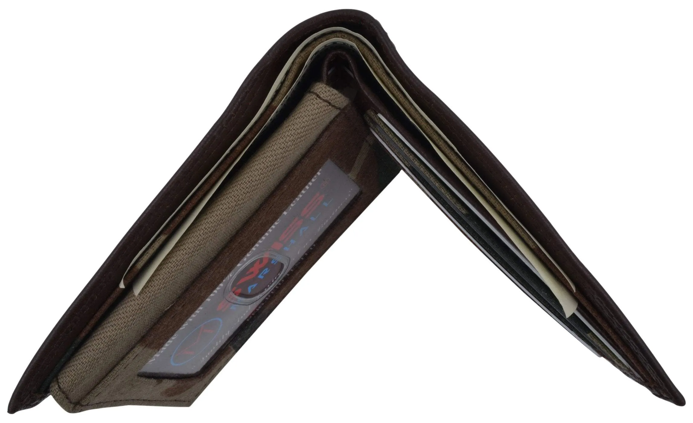 Swiss Marshall Premium Leather Men's Bifold Fixed ID Flap Card Holder Wallet