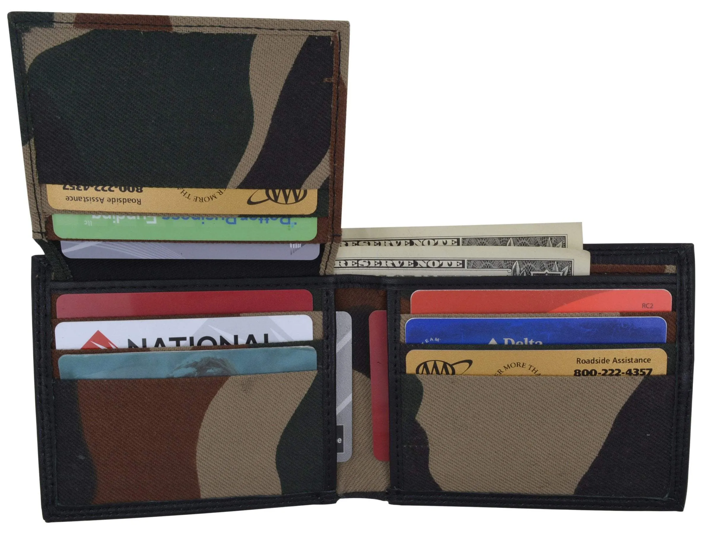 Swiss Marshall Premium Leather Men's Bifold Fixed ID Flap Card Holder Wallet