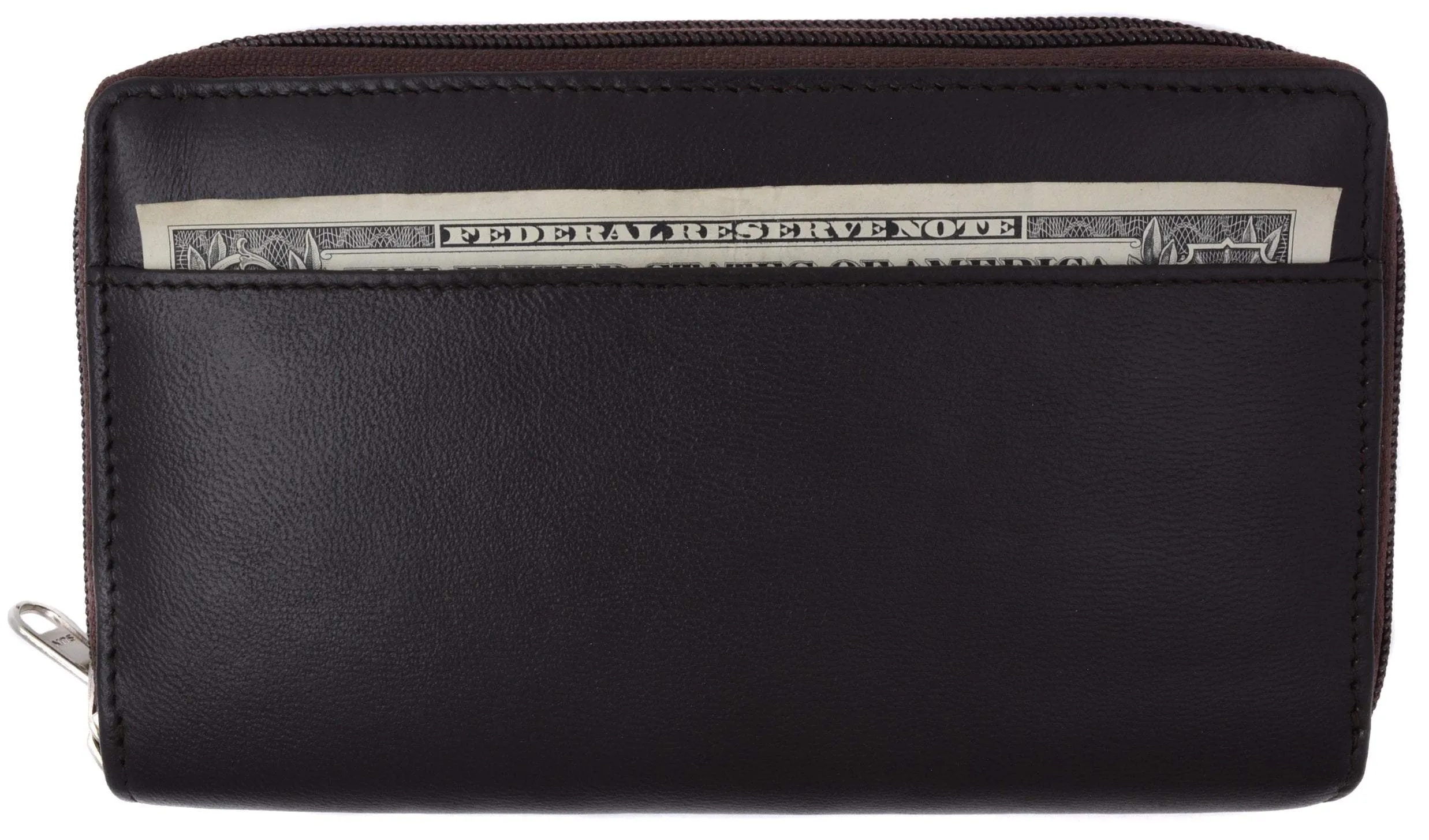 Swiss Marshall RFID Women's Deluxe Double Zipper Credit Card ID Checkbook Holder Premium Leather Wallet
