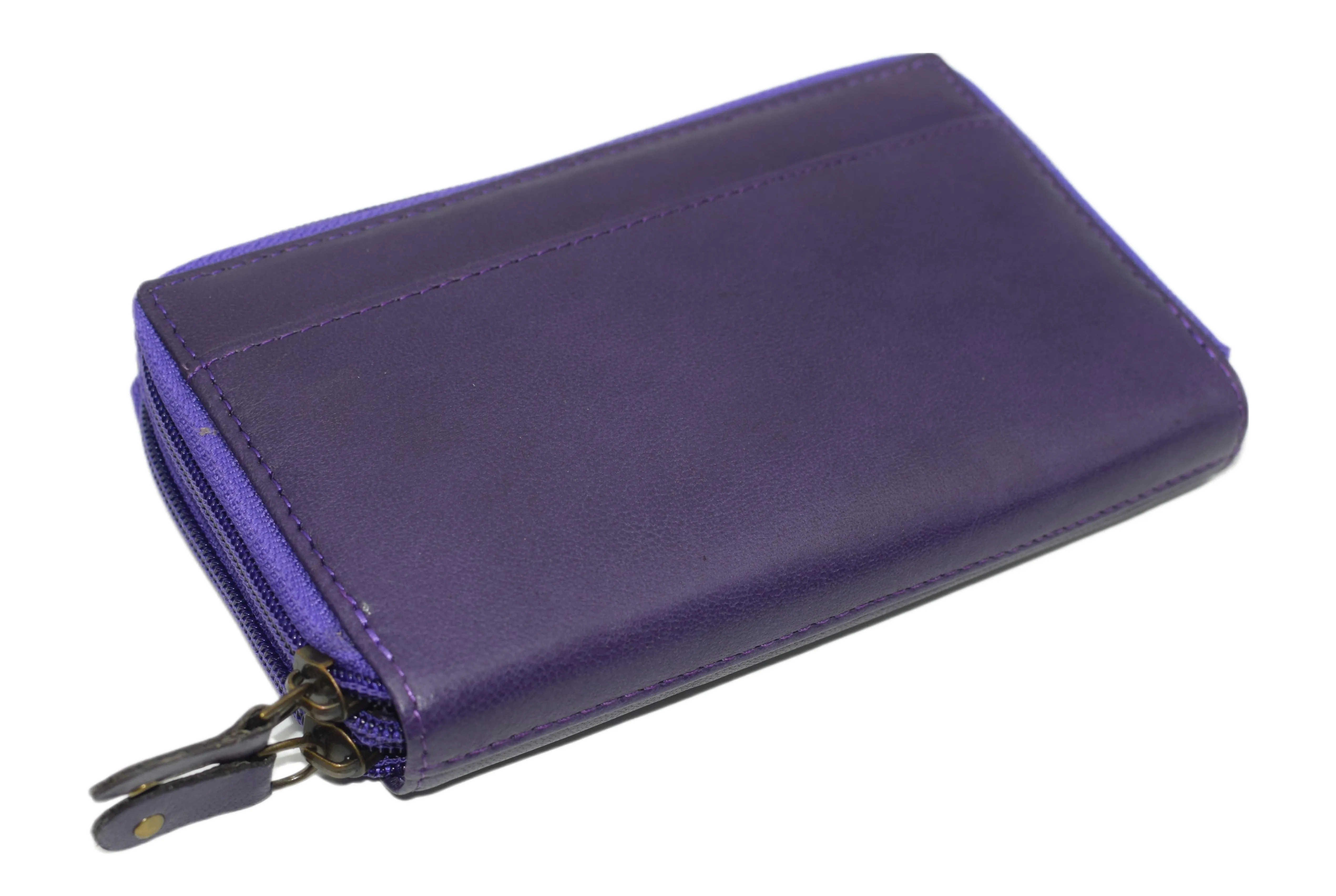 Swiss Marshall RFID Women's Deluxe Double Zipper Credit Card ID Checkbook Holder Premium Leather Wallet