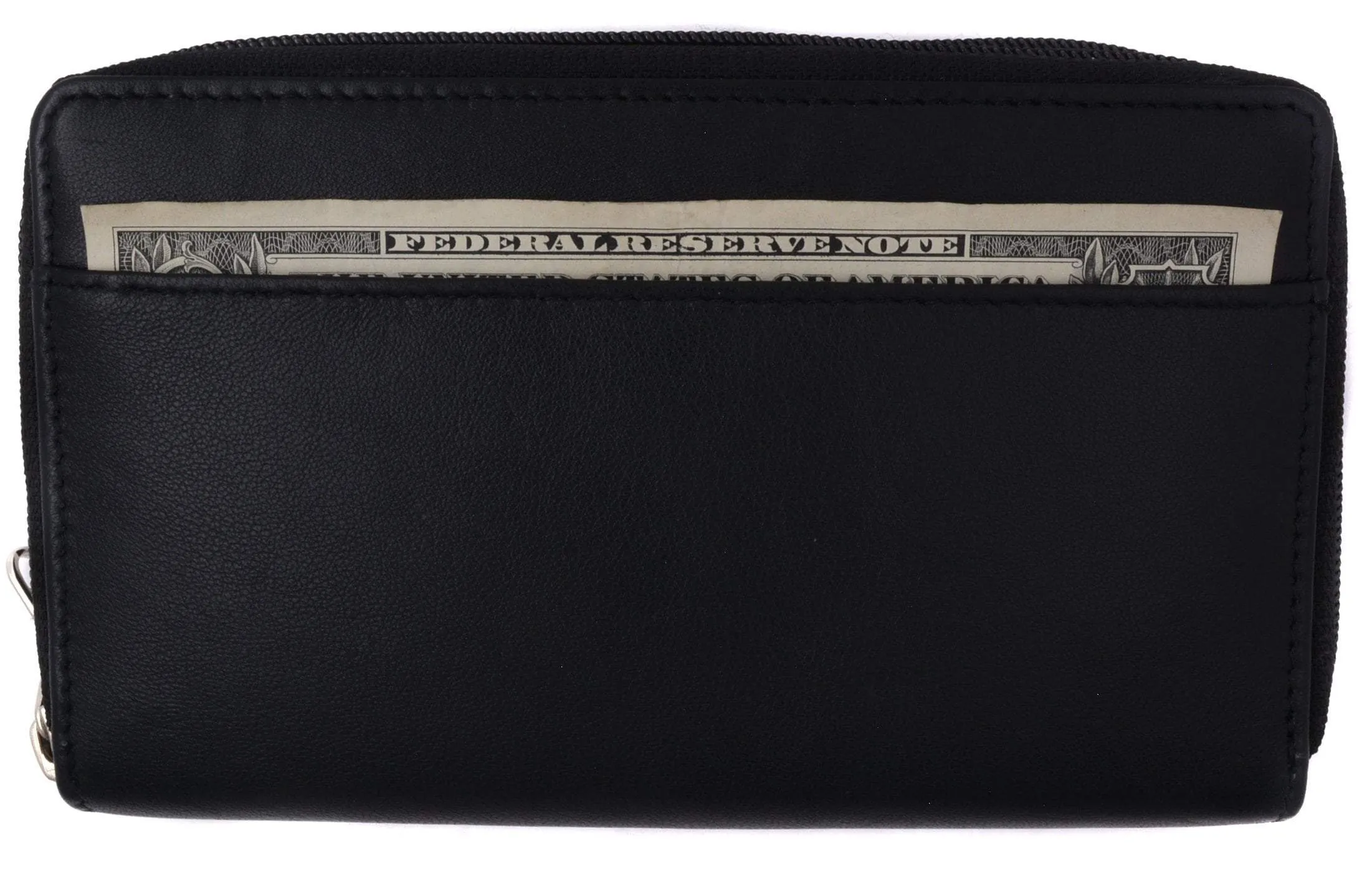 Swiss Marshall RFID Women's Deluxe Double Zipper Credit Card ID Checkbook Holder Premium Leather Wallet