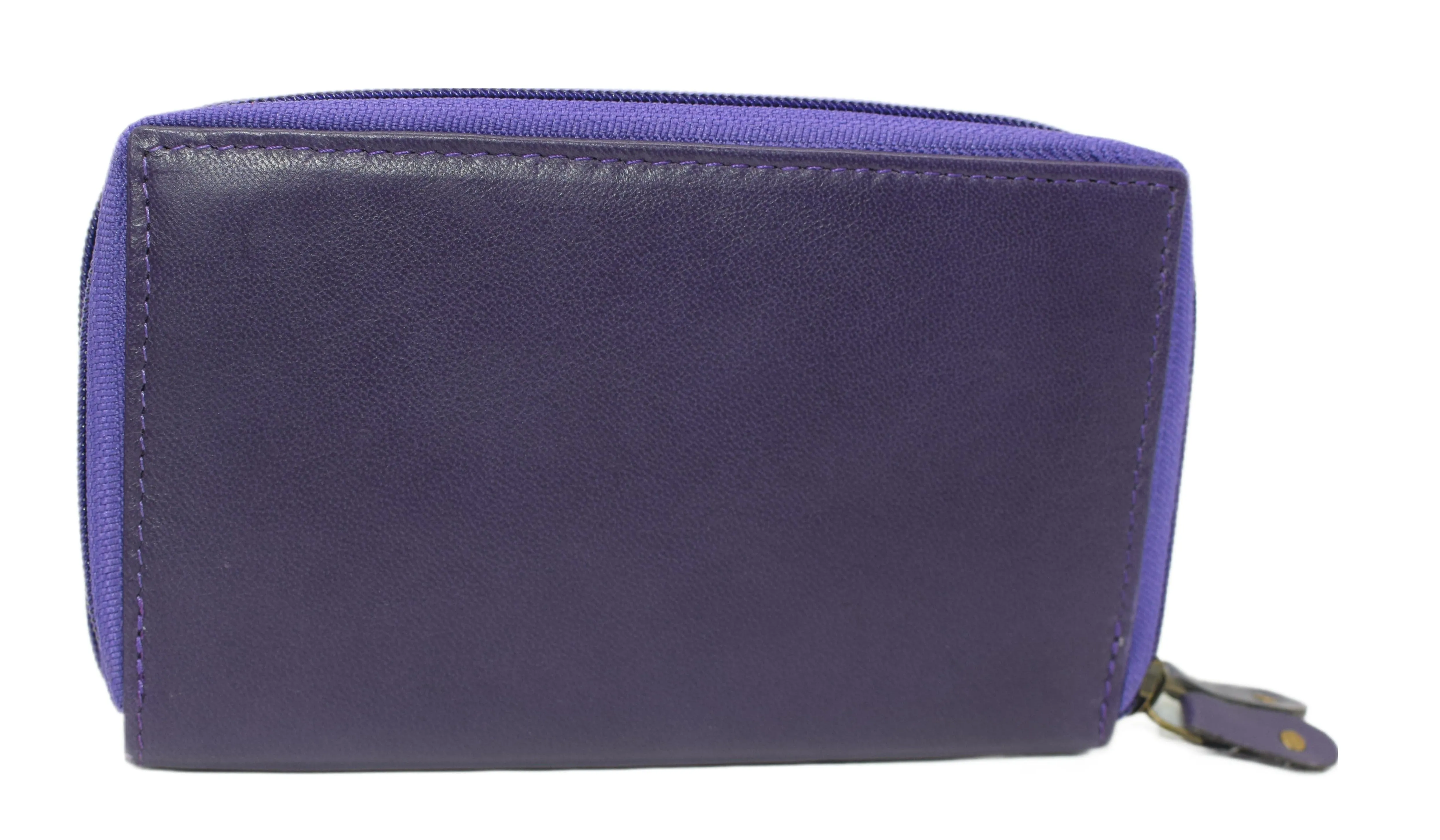 Swiss Marshall RFID Women's Deluxe Double Zipper Credit Card ID Checkbook Holder Premium Leather Wallet