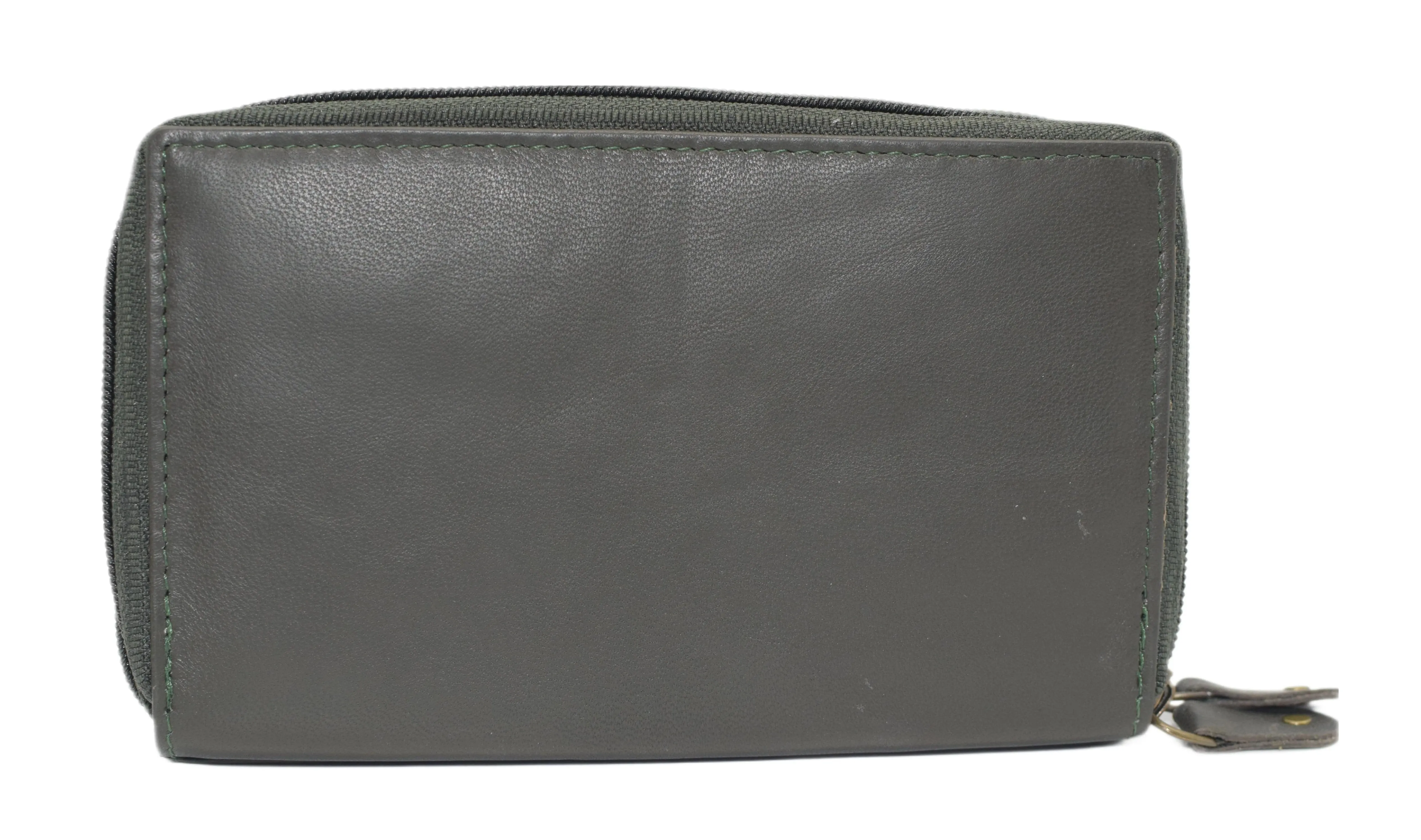 Swiss Marshall RFID Women's Deluxe Double Zipper Credit Card ID Checkbook Holder Premium Leather Wallet