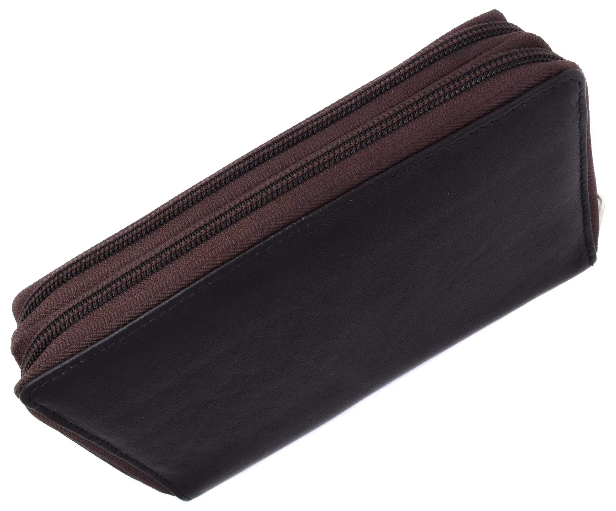 Swiss Marshall RFID Women's Deluxe Double Zipper Credit Card ID Checkbook Holder Premium Leather Wallet