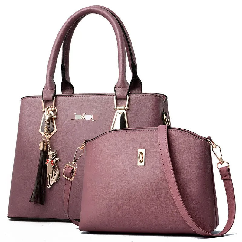 Trendy fashion texture foreign style women's bag simple embroidery middle-aged mother bag