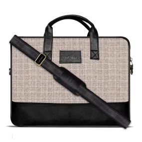 Vegan & Tweed Laptop Sling Bag Subtle Beige Checks