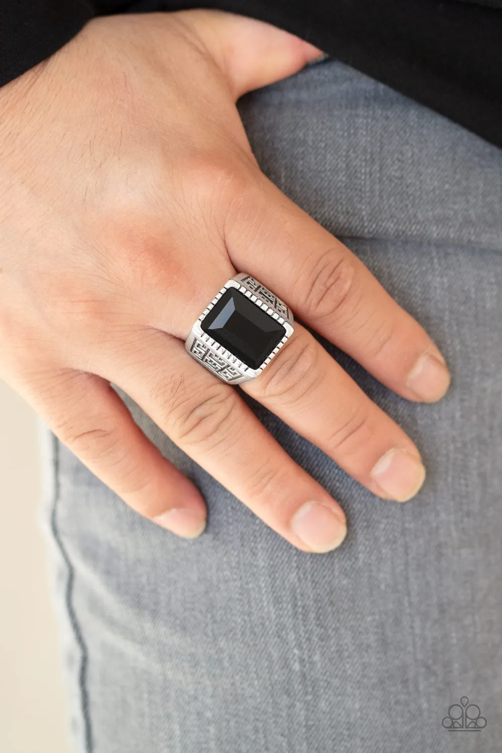 Winning Attitude - Black Men’s Ring - Paparazzi Accessories