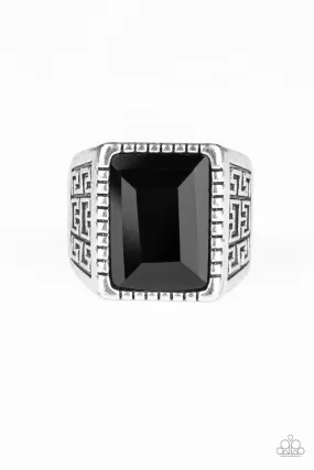 Winning Attitude - Black Men’s Ring - Paparazzi Accessories