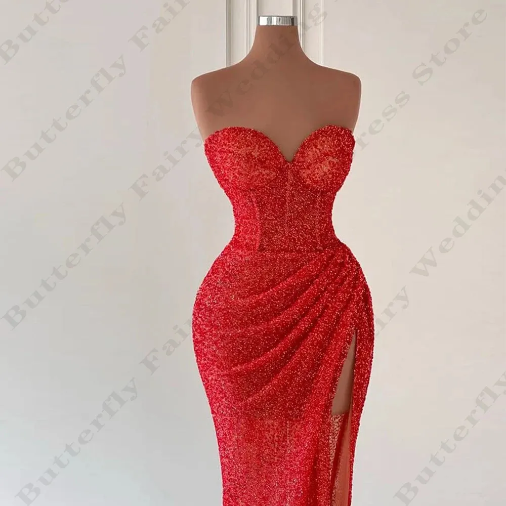 Wjczt Sexy Mermaid Backless Evening Dresses Fashion Off Shoulder Sleeveless High Split For Women Elegant Fascinating New Prom Gowns
