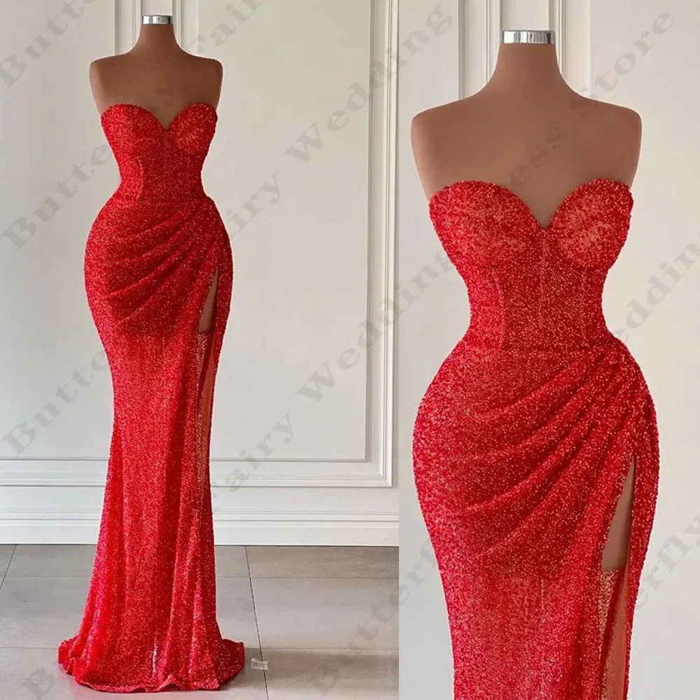 Wjczt Sexy Mermaid Backless Evening Dresses Fashion Off Shoulder Sleeveless High Split For Women Elegant Fascinating New Prom Gowns