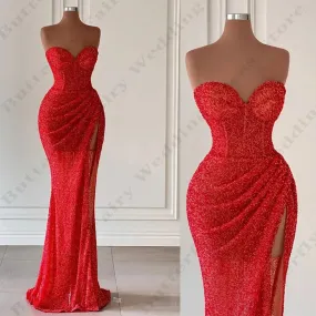 Wjczt Sexy Mermaid Backless Evening Dresses Fashion Off Shoulder Sleeveless High Split For Women Elegant Fascinating New Prom Gowns