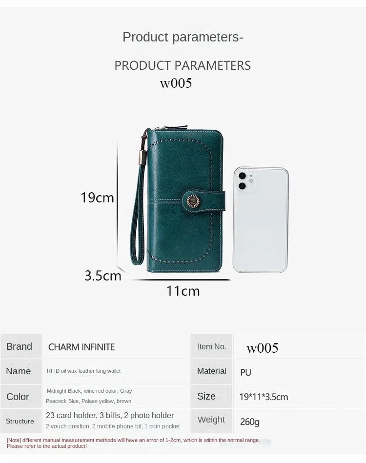 Women Wallet RFID Anti-theft Leather Wallets For Woman Long Zipper Large Ladies Clutch Bag Female Purse Card Holder - S4455689