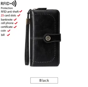 Women Wallet RFID Anti-theft Leather Wallets For Woman Long Zipper Large Ladies Clutch Bag Female Purse Card Holder - S4455689