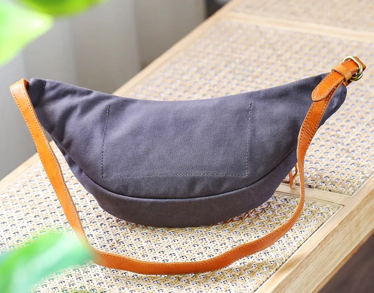 Womens Leather Canvas Sling Bag Chest Pack Bag For Women